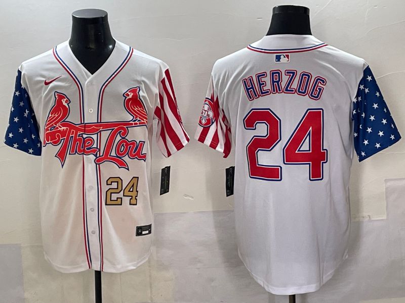 Men 2025 St.Louis Cardinals #24 Herzog White a generation of national flags Joint Name Nike MLB Jersey style 2
